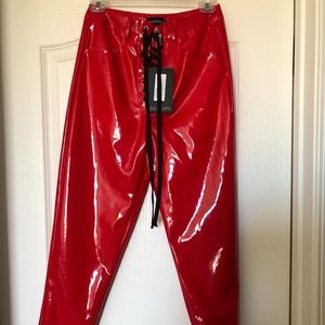 Red Vinyl Pants
